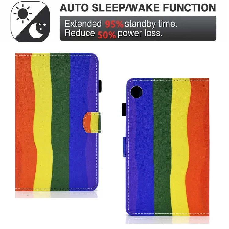 For Samsung Galaxy Tab A9+ PU Leather Case Pattern Printing Smart Tablet Cover with Pencil Holder