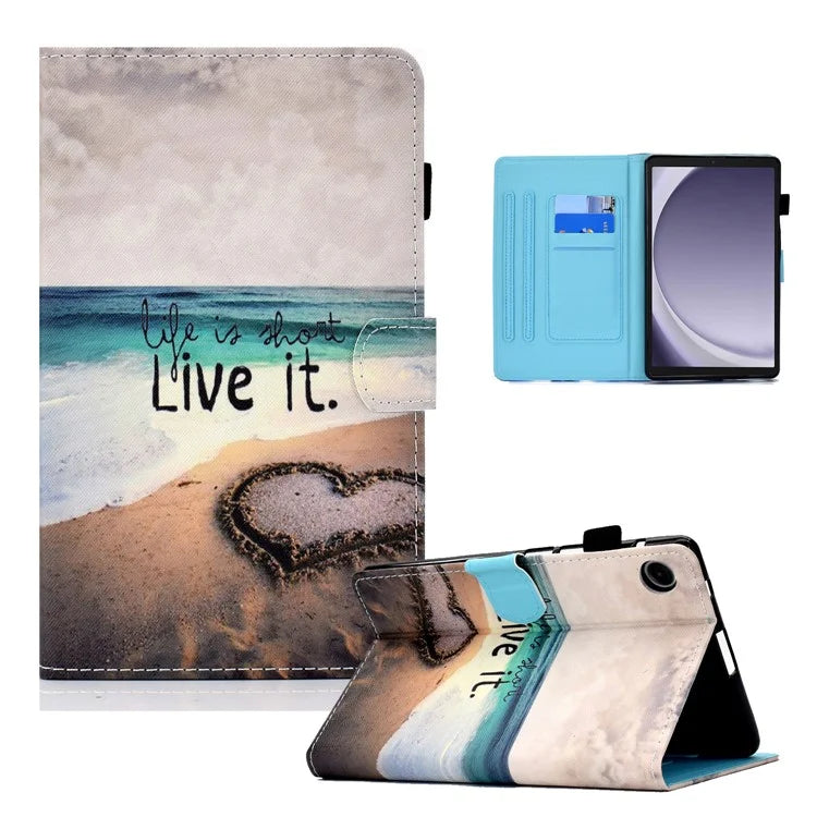For Samsung Galaxy Tab A9+ PU Leather Case Pattern Printing Smart Tablet Cover with Pencil Holder