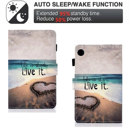 For Samsung Galaxy Tab A9+ PU Leather Case Pattern Printing Smart Tablet Cover with Pencil Holder