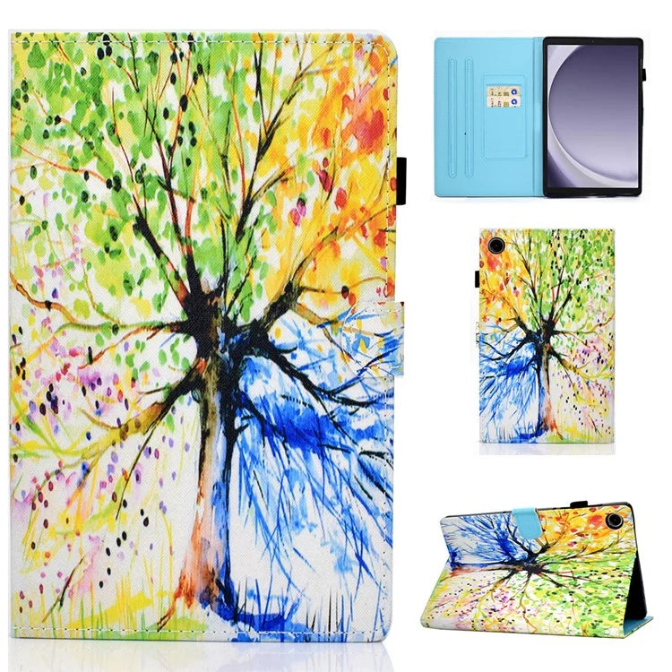 For Samsung Galaxy Tab A9+ PU Leather Case Pattern Printing Smart Tablet Cover with Pencil Holder