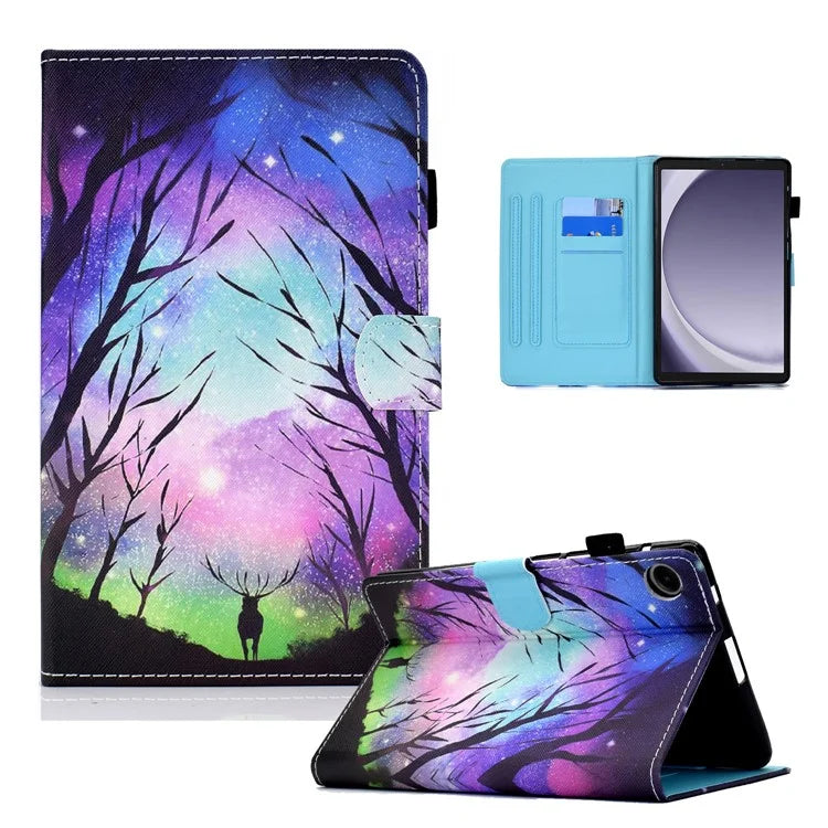 For Samsung Galaxy Tab A9+ PU Leather Case Pattern Printing Smart Tablet Cover with Pencil Holder
