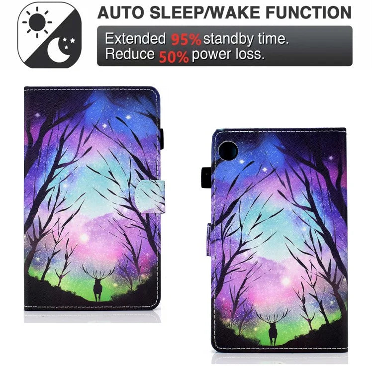 For Samsung Galaxy Tab A9+ PU Leather Case Pattern Printing Smart Tablet Cover with Pencil Holder