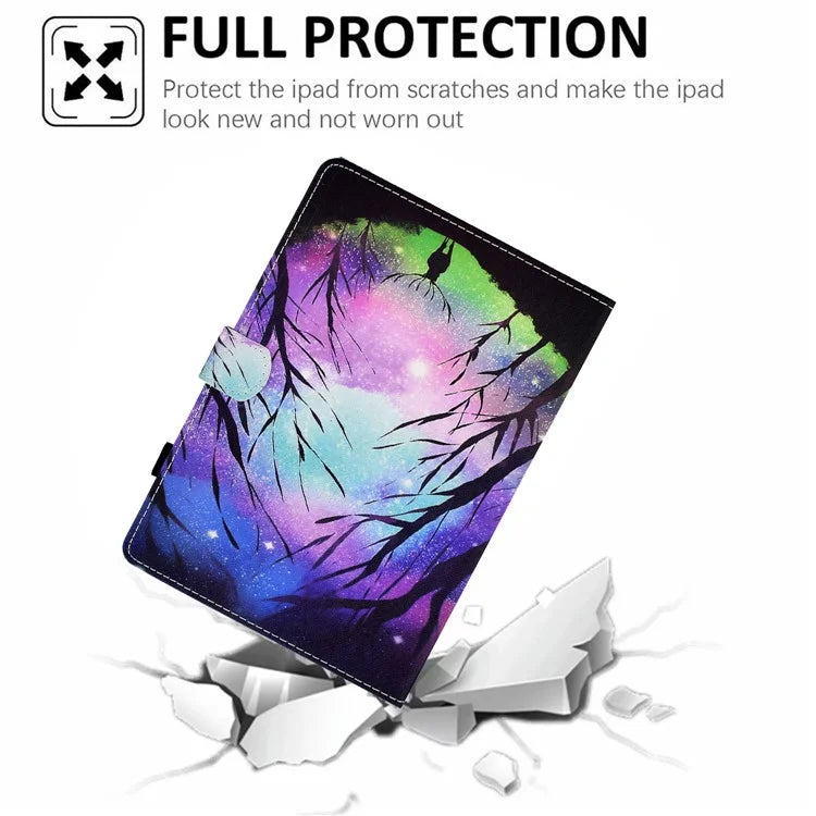 For Samsung Galaxy Tab A9+ PU Leather Case Pattern Printing Smart Tablet Cover with Pencil Holder