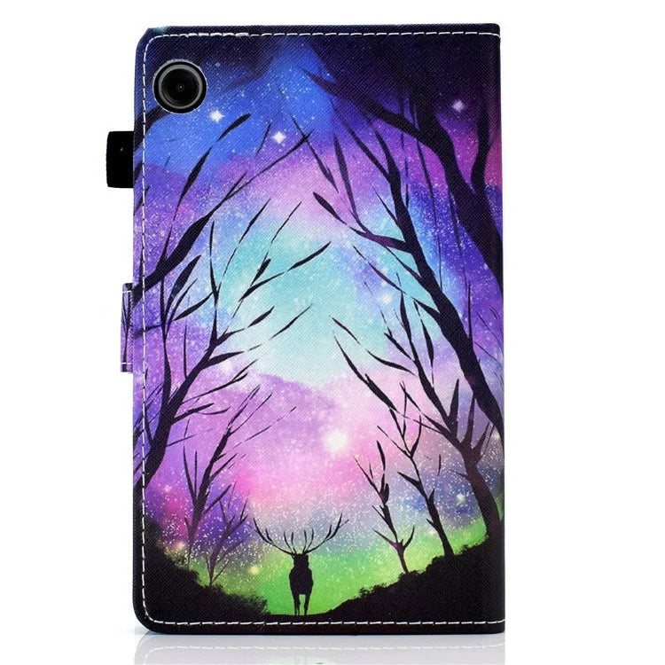 For Samsung Galaxy Tab A9+ PU Leather Case Pattern Printing Smart Tablet Cover with Pencil Holder