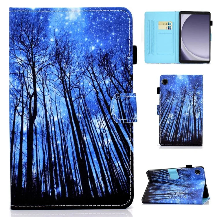 For Samsung Galaxy Tab A9+ PU Leather Case Pattern Printing Smart Tablet Cover with Pencil Holder