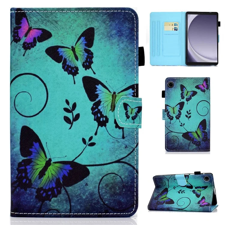 For Samsung Galaxy Tab A9+ PU Leather Case Pattern Printing Smart Tablet Cover with Pencil Holder