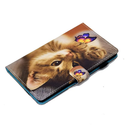 For Samsung Galaxy Tab A9+ PU Leather Case Pattern Printing Smart Tablet Cover with Pencil Holder and Cat
