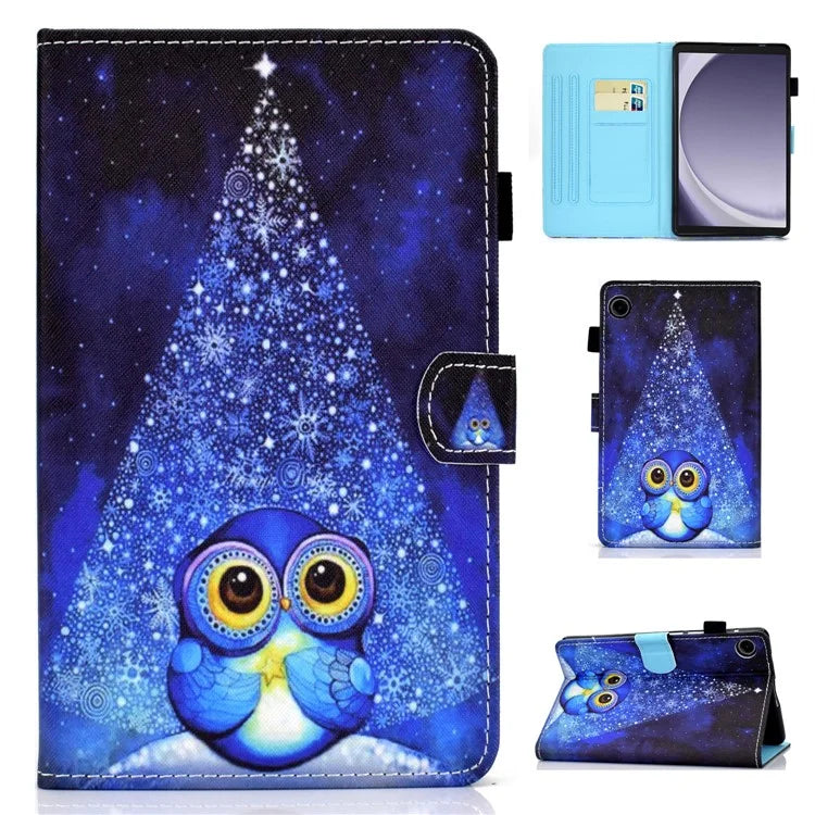 For Samsung Galaxy Tab A9+ PU Leather Case Pattern Printing Smart Tablet Cover with Pencil Holder