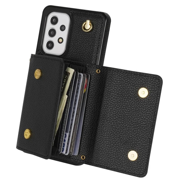 For Samsung Galaxy A53 5G Case Card Holder PU Leather+TPU Cover with Shoulder Strap