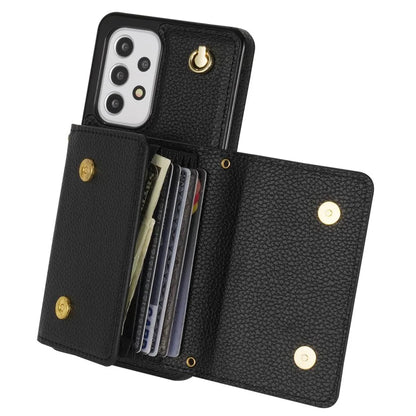 For Samsung Galaxy A53 5G Case Card Holder PU Leather+TPU Cover with Shoulder Strap