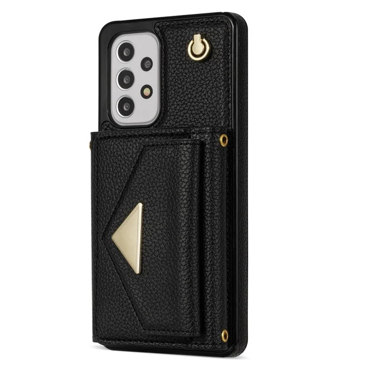 For Samsung Galaxy A53 5G Case Card Holder PU Leather+TPU Cover with Shoulder Strap