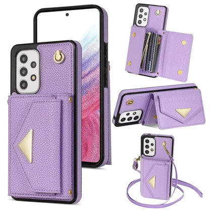 For Samsung Galaxy A53 5G Case Card Holder PU Leather+TPU Cover with Shoulder Strap