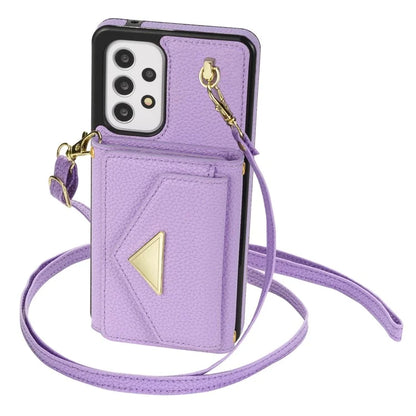 For Samsung Galaxy A53 5G Case Card Holder PU Leather+TPU Cover with Shoulder Strap