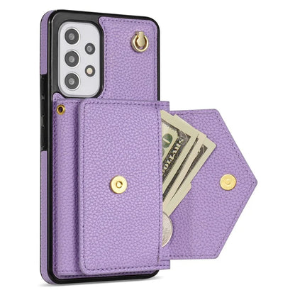 For Samsung Galaxy A53 5G Case Card Holder PU Leather+TPU Cover with Shoulder Strap