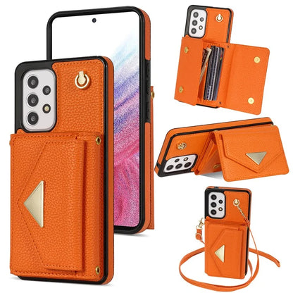 For Samsung Galaxy A53 5G Case Card Holder PU Leather+TPU Cover with Shoulder Strap