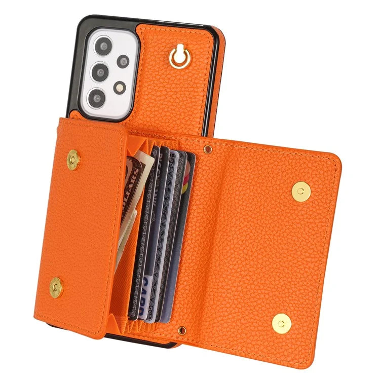 For Samsung Galaxy A53 5G Case Card Holder PU Leather+TPU Cover with Shoulder Strap