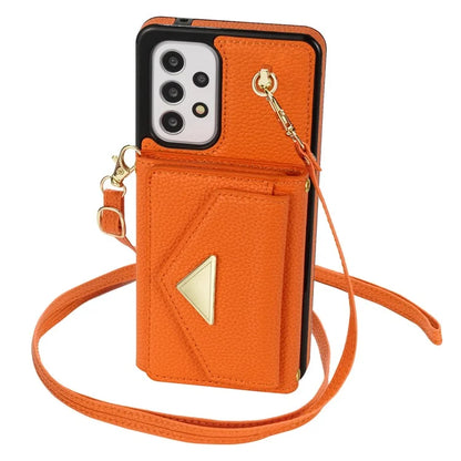 For Samsung Galaxy A53 5G Case Card Holder PU Leather+TPU Cover with Shoulder Strap