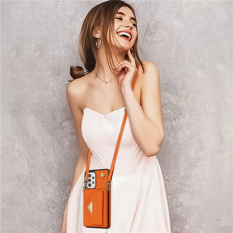 For Samsung Galaxy A53 5G Case Card Holder PU Leather+TPU Cover with Shoulder Strap