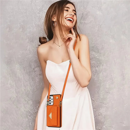 For Samsung Galaxy A53 5G Case Card Holder PU Leather+TPU Cover with Shoulder Strap
