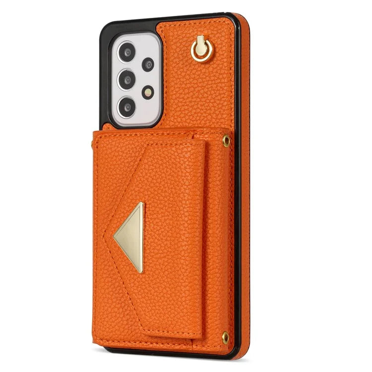 For Samsung Galaxy A53 5G Case Card Holder PU Leather+TPU Cover with Shoulder Strap