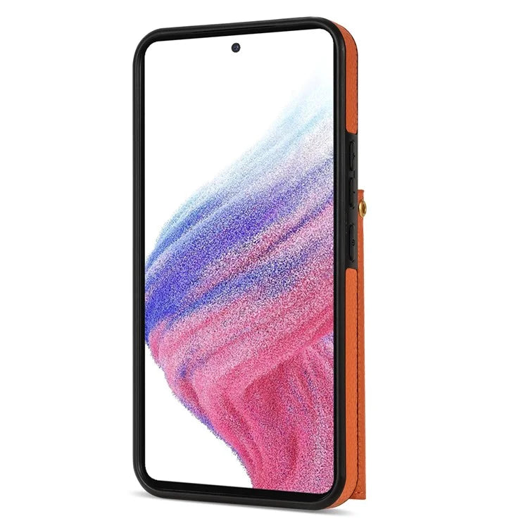 For Samsung Galaxy A53 5G Case Card Holder PU Leather+TPU Cover with Shoulder Strap