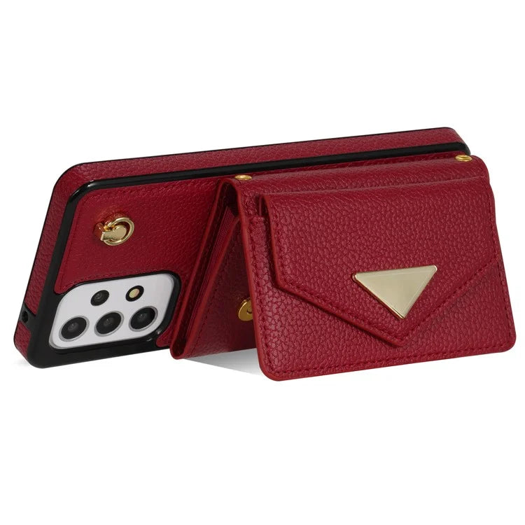 For Samsung Galaxy A53 5G Case Card Holder PU Leather+TPU Cover with Shoulder Strap