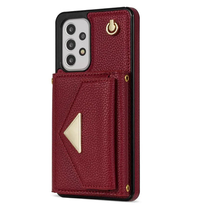 For Samsung Galaxy A53 5G Case Card Holder PU Leather+TPU Cover with Shoulder Strap