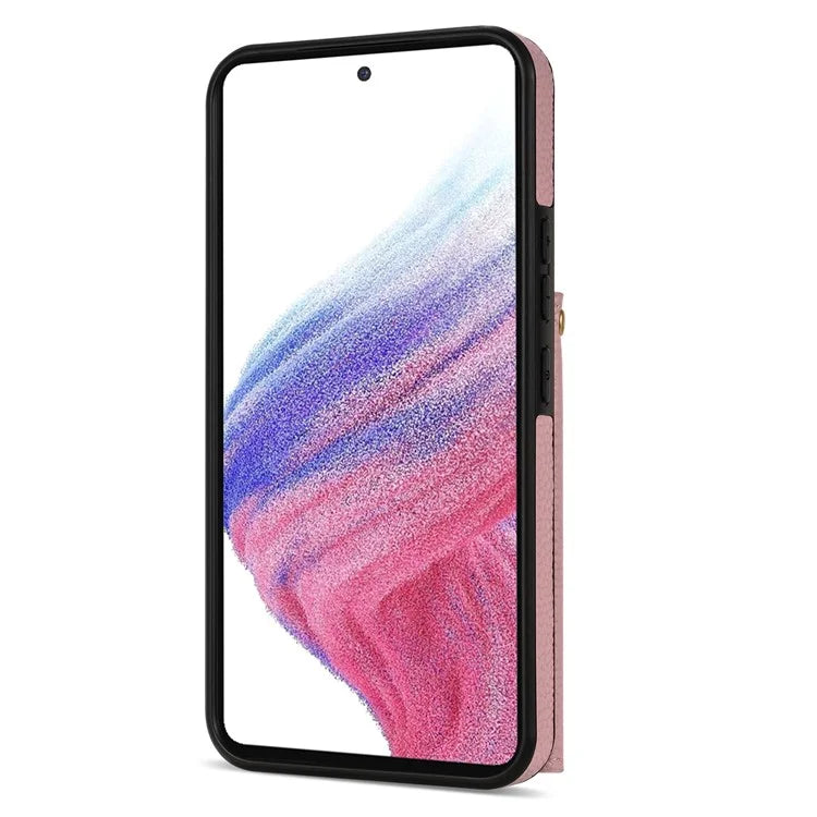 For Samsung Galaxy A53 5G Case Card Holder PU Leather+TPU Cover with Shoulder Strap