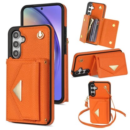 For Samsung Galaxy A54 5G Case Card Holder Cell Phone PU Leather+TPU Cover with Shoulder Strap