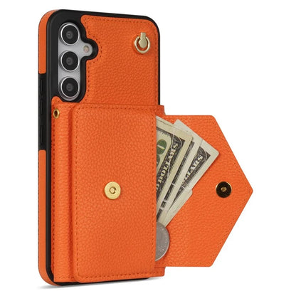 For Samsung Galaxy A14 5G / A14 4G Case Card Holder Kickstand PU Leather+TPU Cover with Shoulder Strap