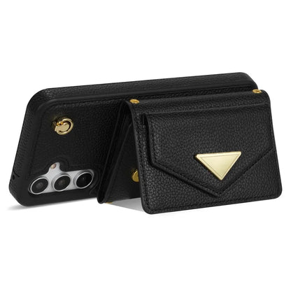 For Samsung Galaxy A14 5G / A14 4G Case Card Holder Kickstand PU Leather+TPU Cover with Shoulder Strap