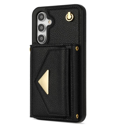 For Samsung Galaxy A14 5G / A14 4G Case Card Holder Kickstand PU Leather+TPU Cover with Shoulder Strap