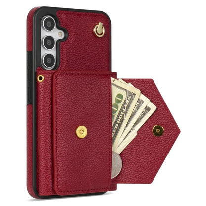 For Samsung Galaxy A14 5G / A14 4G Case Card Holder Kickstand PU Leather+TPU Cover with Shoulder Strap