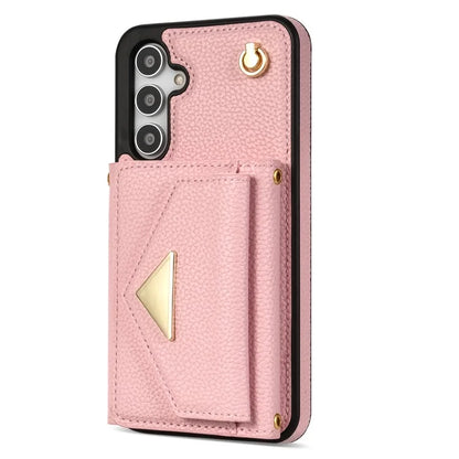 For Samsung Galaxy A14 5G / A14 4G Case Card Holder Kickstand PU Leather+TPU Cover with Shoulder Strap