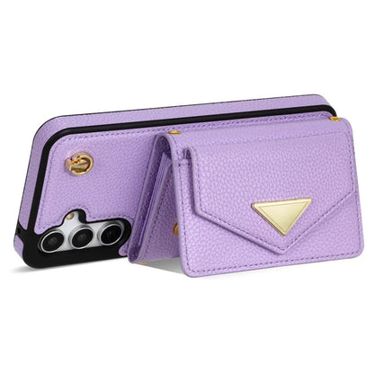 For Samsung Galaxy A14 5G / A14 4G Case Card Holder Kickstand PU Leather+TPU Cover with Shoulder Strap