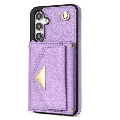 For Samsung Galaxy A14 5G / A14 4G Case Card Holder Kickstand PU Leather+TPU Cover with Shoulder Strap