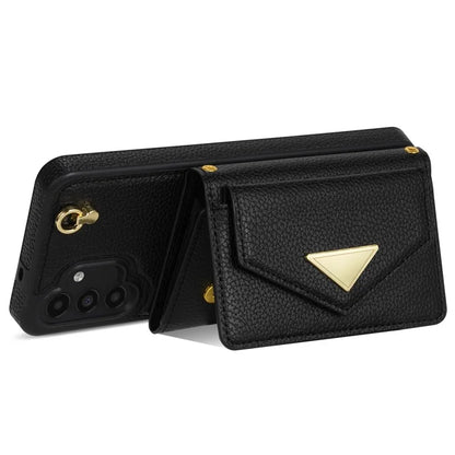 For Samsung Galaxy A13 4G / 5G Case Anti-fall PU Leather+TPU Card Holder Cover with Shoulder Strap