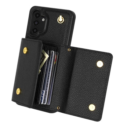 For Samsung Galaxy A13 4G / 5G Case Anti-fall PU Leather+TPU Card Holder Cover with Shoulder Strap