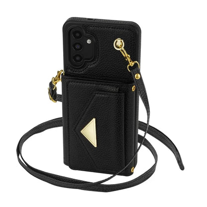For Samsung Galaxy A13 4G / 5G Case Anti-fall PU Leather+TPU Card Holder Cover with Shoulder Strap