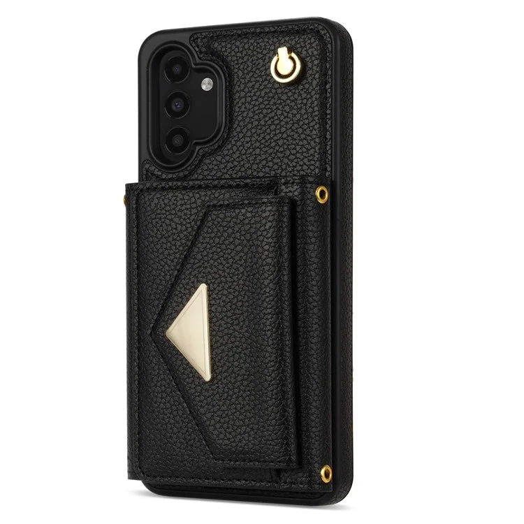 For Samsung Galaxy A13 4G / 5G Case Anti-fall PU Leather+TPU Card Holder Cover with Shoulder Strap