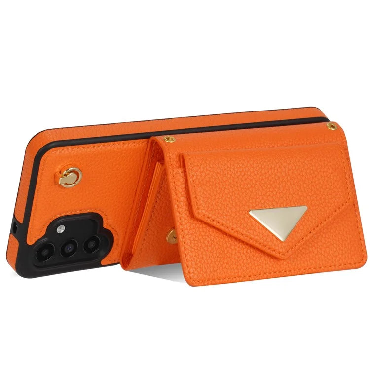 For Samsung Galaxy A13 4G / 5G Case Anti-fall PU Leather+TPU Card Holder Cover with Shoulder Strap