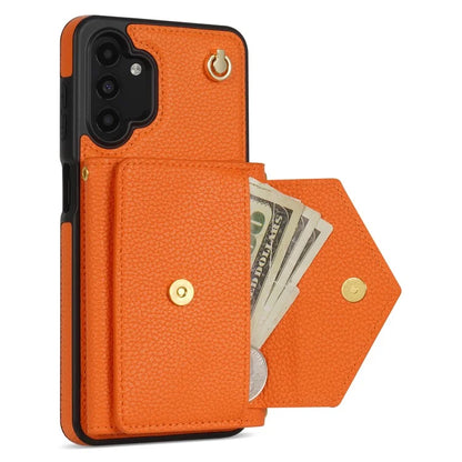 For Samsung Galaxy A13 4G / 5G Case Anti-fall PU Leather+TPU Card Holder Cover with Shoulder Strap