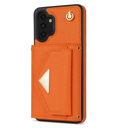 For Samsung Galaxy A13 4G / 5G Case Anti-fall PU Leather+TPU Card Holder Cover with Shoulder Strap