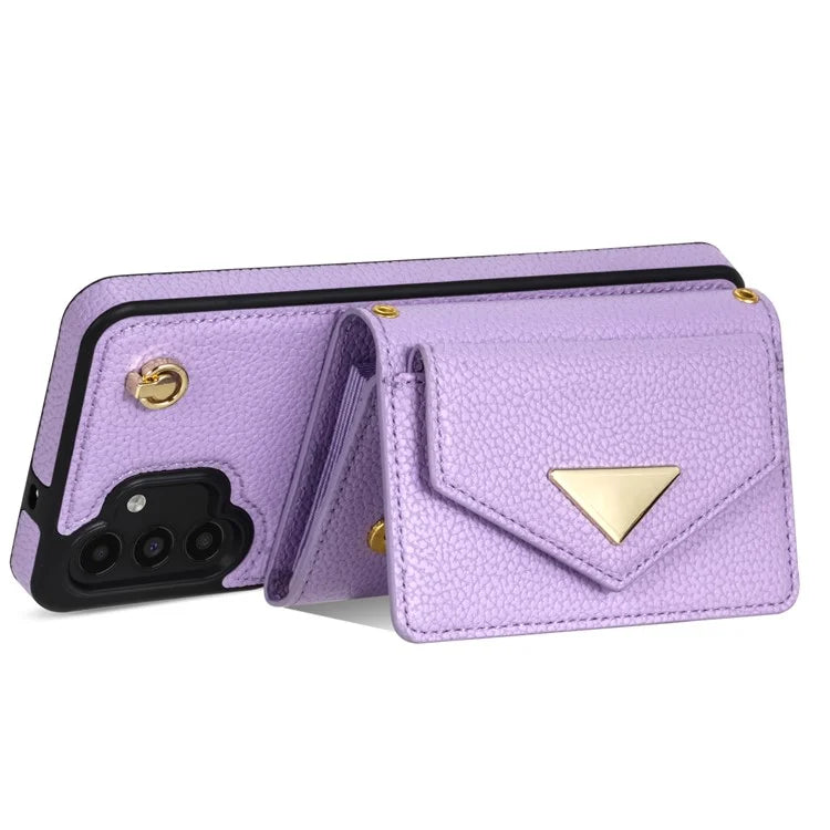 For Samsung Galaxy A13 4G / 5G Case Anti-fall PU Leather+TPU Card Holder Cover with Shoulder Strap