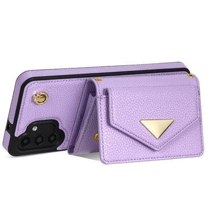 For Samsung Galaxy A13 4G / 5G Case Anti-fall PU Leather+TPU Card Holder Cover with Shoulder Strap