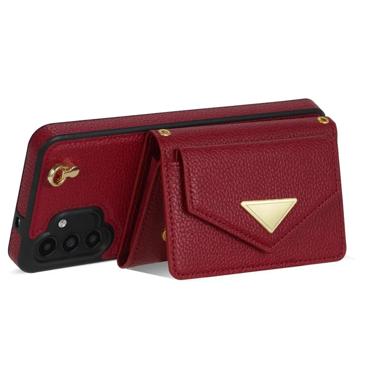 For Samsung Galaxy A13 4G / 5G Case Anti-fall PU Leather+TPU Card Holder Cover with Shoulder Strap