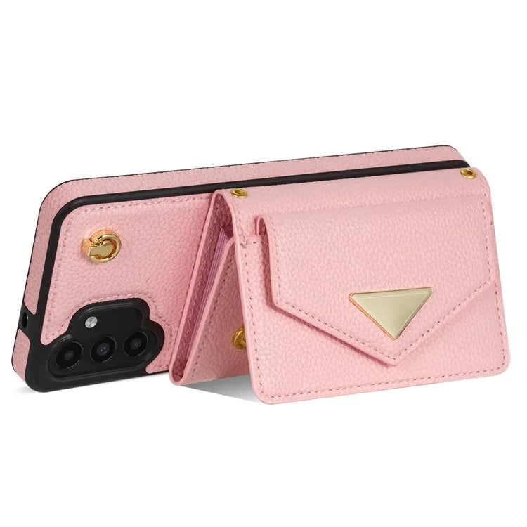 For Samsung Galaxy A13 4G / 5G Case Anti-fall PU Leather+TPU Card Holder Cover with Shoulder Strap