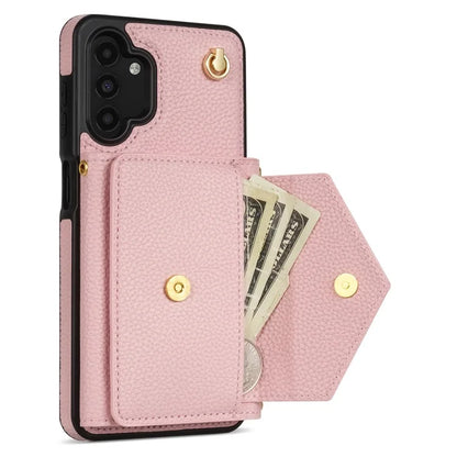 For Samsung Galaxy A13 4G / 5G Case Anti-fall PU Leather+TPU Card Holder Cover with Shoulder Strap