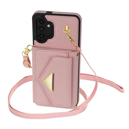 For Samsung Galaxy A13 4G / 5G Case Anti-fall PU Leather+TPU Card Holder Cover with Shoulder Strap