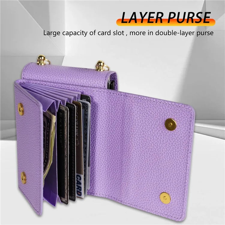 For Samsung Galaxy Z Flip5 5G Case Card Bag Design Leather+PC Cover with Shoulder Strap